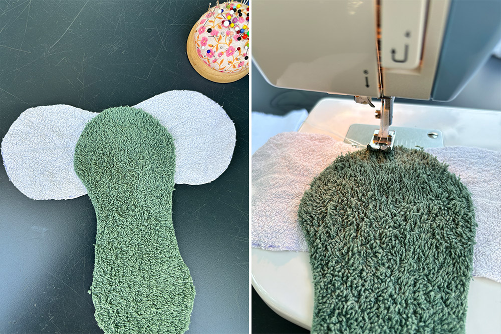 DIY-Wasserbomben nähen — Schnittteile aufeinanderlegen