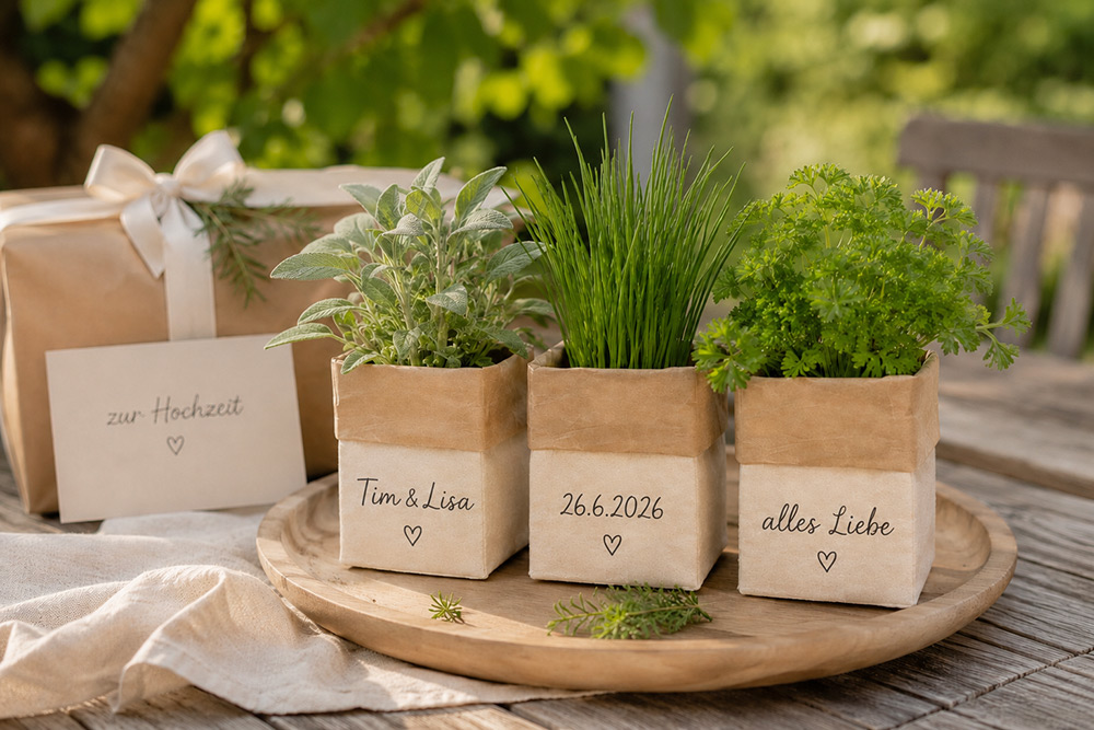 Hochzeit Tetrapack-Leder Kräutertöpfchen
